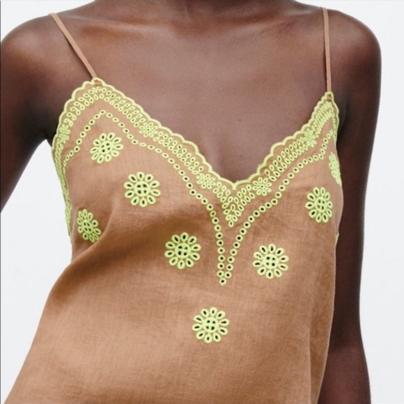 NWT Zara Linen Embroidered Dress - Picture 3 of 10